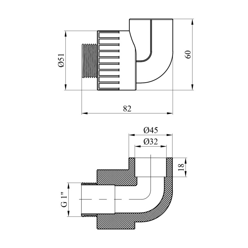 Коліно PPR Rozma 32х1" РЗ