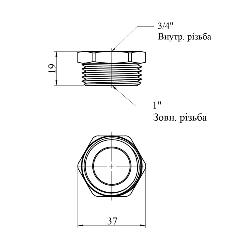 Футорка посилена LexLine 1"х3/4" ЗВ нікельована НК0705-Вн