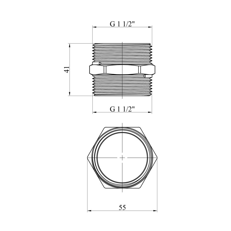 Ніпель посилений LexLine 1 1/2" ЗЗ нікельований НК0526-Вн