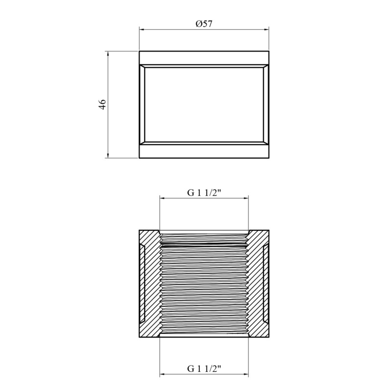 Муфта посилена LexLine 1 1/2" ВВ латунна УК0306-В