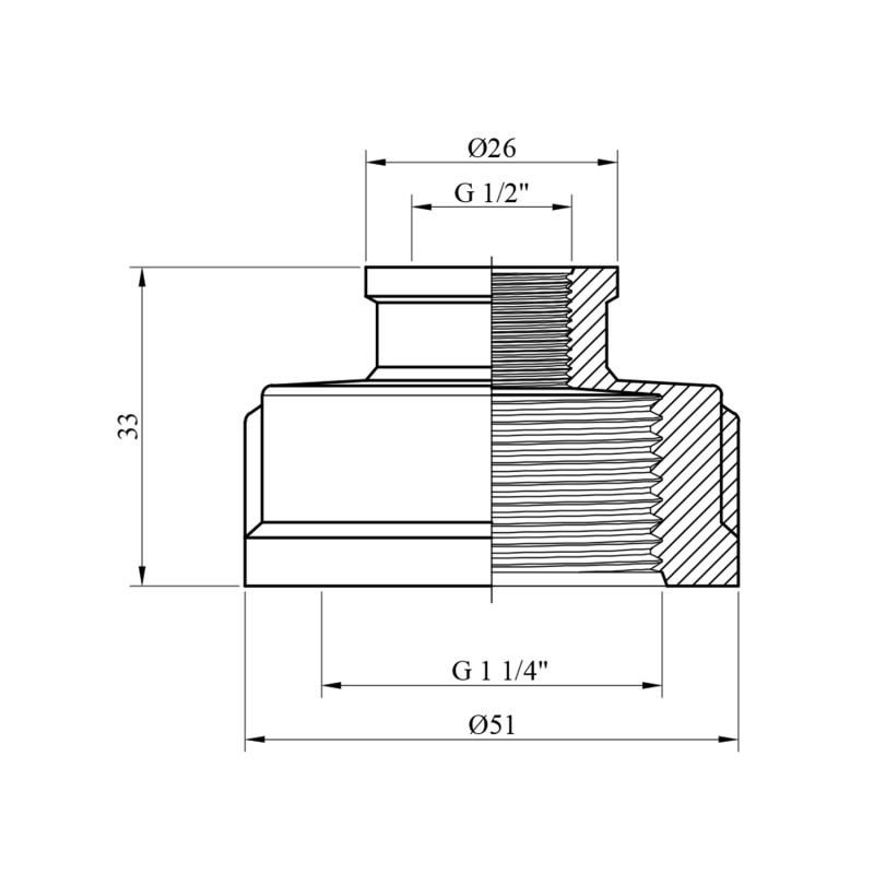 Муфта перехідна посилена LexLine 1 1/4"х1/2" ВВ нікельована НК0314-Вн