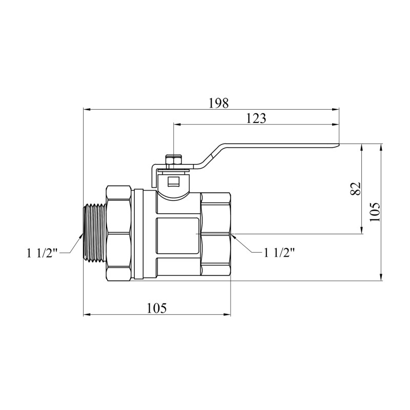 Кран-американка STA 1 1/2" ВЗ PN25 ручка, латунний