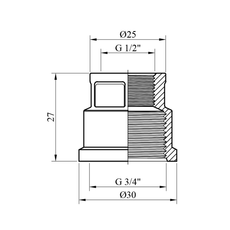 Муфта перехідна STA 3/4"х1/2" ВВ латунна