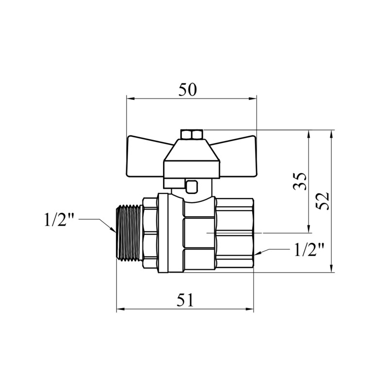 Кран кульовий Valves 1/2" ВЗ PN30 синій метелик