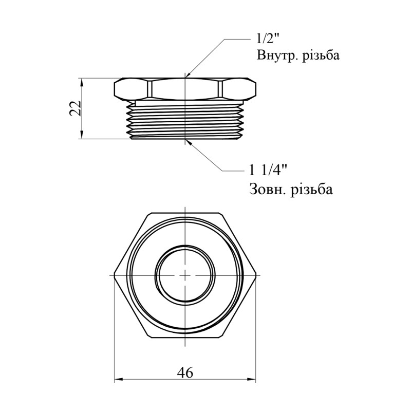 Футорка посилена LexLine 1 1/4"х1/2" ЗВ нікельована НК0710-Вн