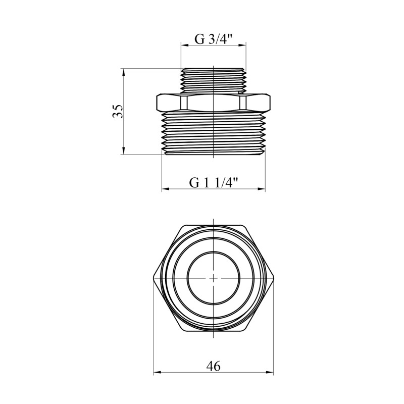 Ніпель перехідний посилений LexLine 1 1/4"х3/4" ЗЗ нікельований НК0593-Вн