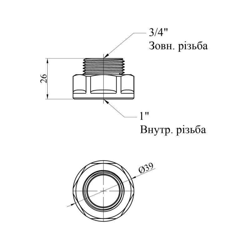 Перехід посилений LexLine 1"х3/4" ВЗ нікельований НК0613-Вн