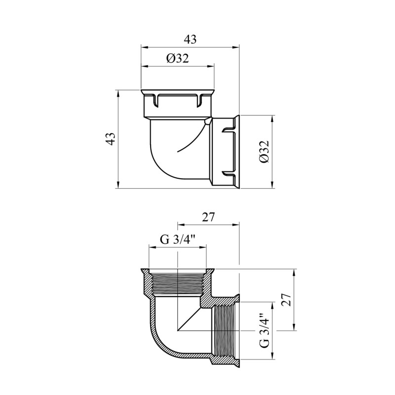 Кутник STA 3/4" ВВ латунний
