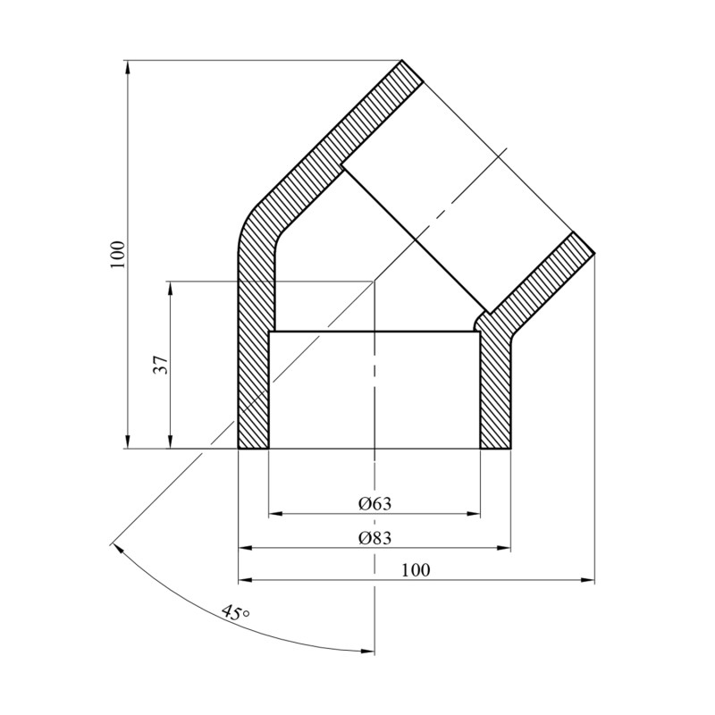 Коліно 45° PPR Rozma 63 мм
