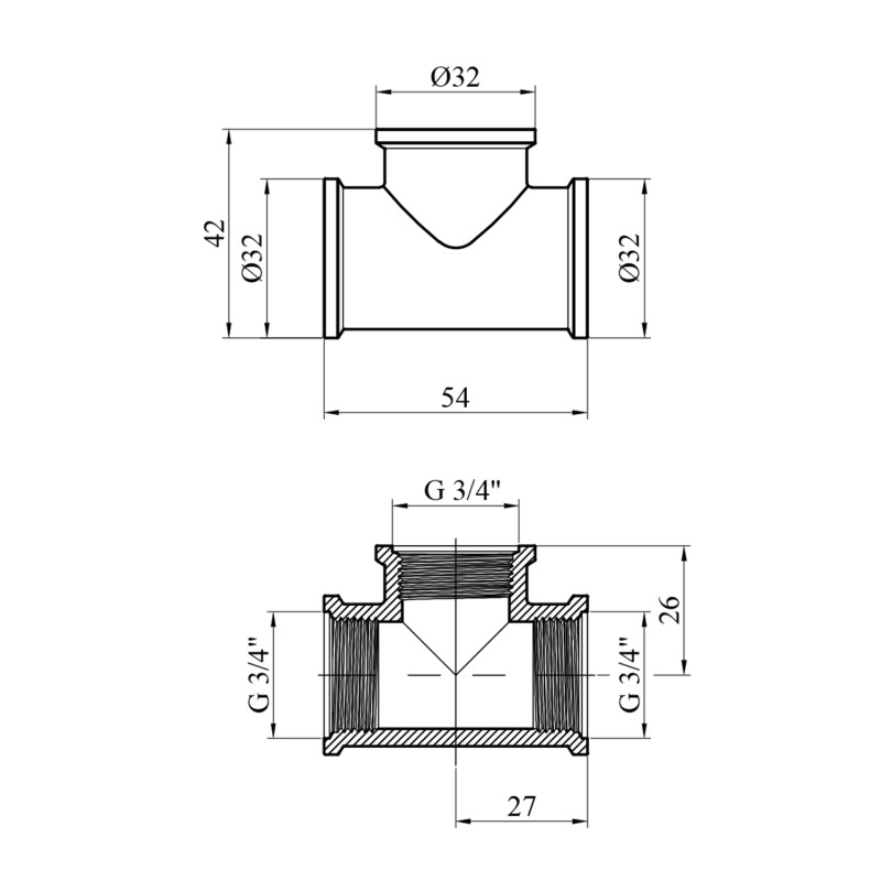 Трійник посилений LexLine 3/4" ВВВ нікельований НК0202-Вн