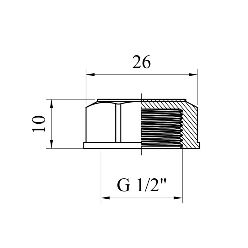 Заглушка посилена LexLine 1/2" РВ латунна УК1001-В