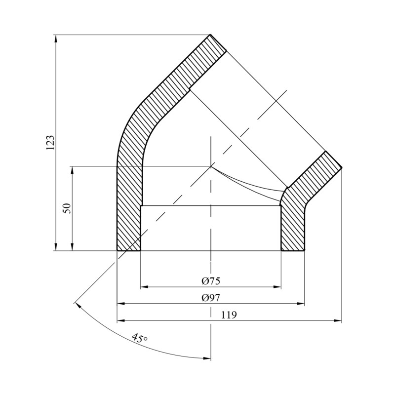 Коліно 45° PPR Rozma 75 мм