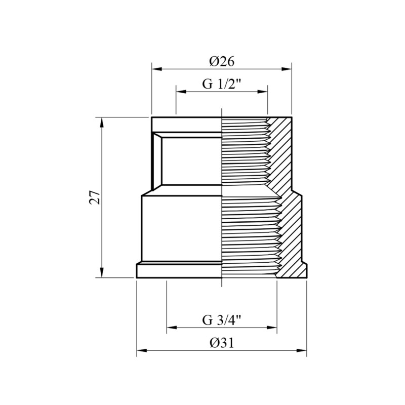 Муфта перехідна STA "Premium" 3/4"х1/2" ВВ нікельована