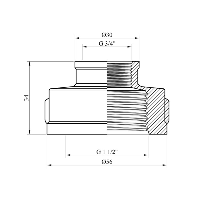 Муфта перехідна посилена LexLine 1 1/2" х 3/4" ВВ нікельована НК0310-Вн