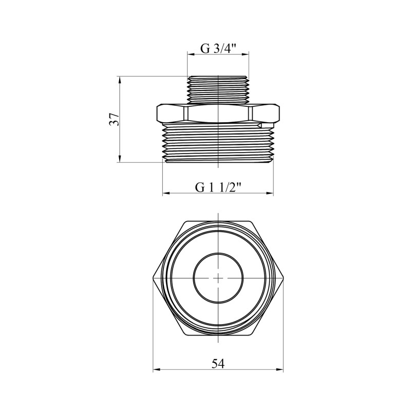 Ніпель перехідний посилений LexLine 1 1/2"х3/4" ЗЗ нікельований НК0521-Вн