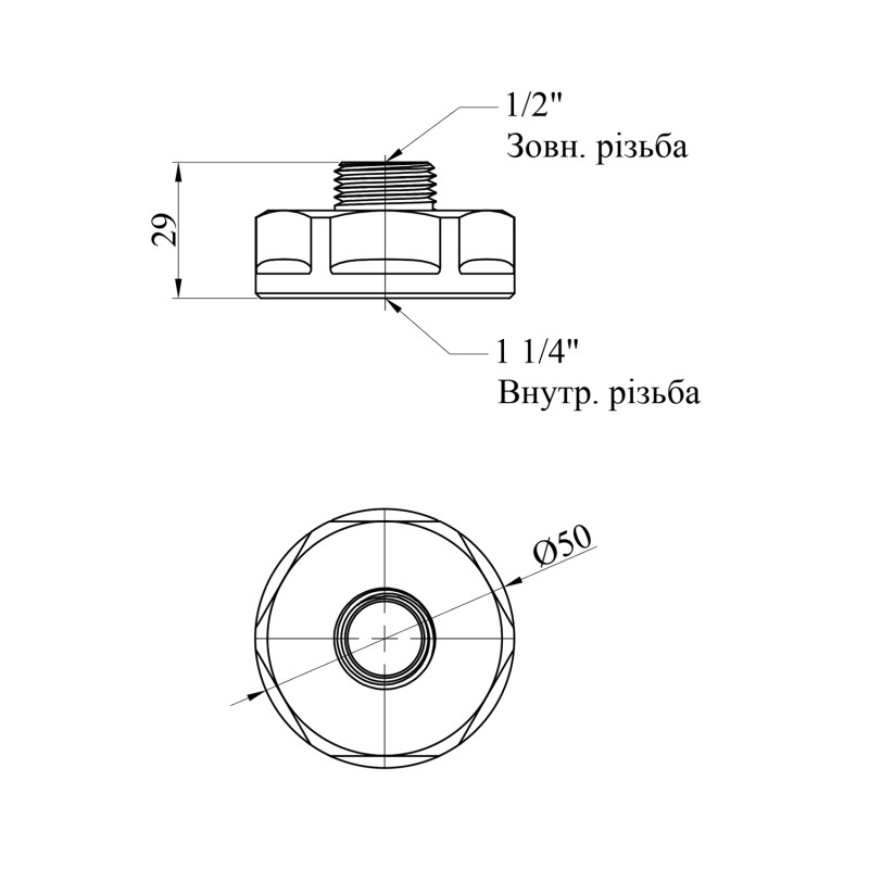 Перехід посилений LexLine 1 1/4"х1/2" ВЗ нікельований НК0610-Вн