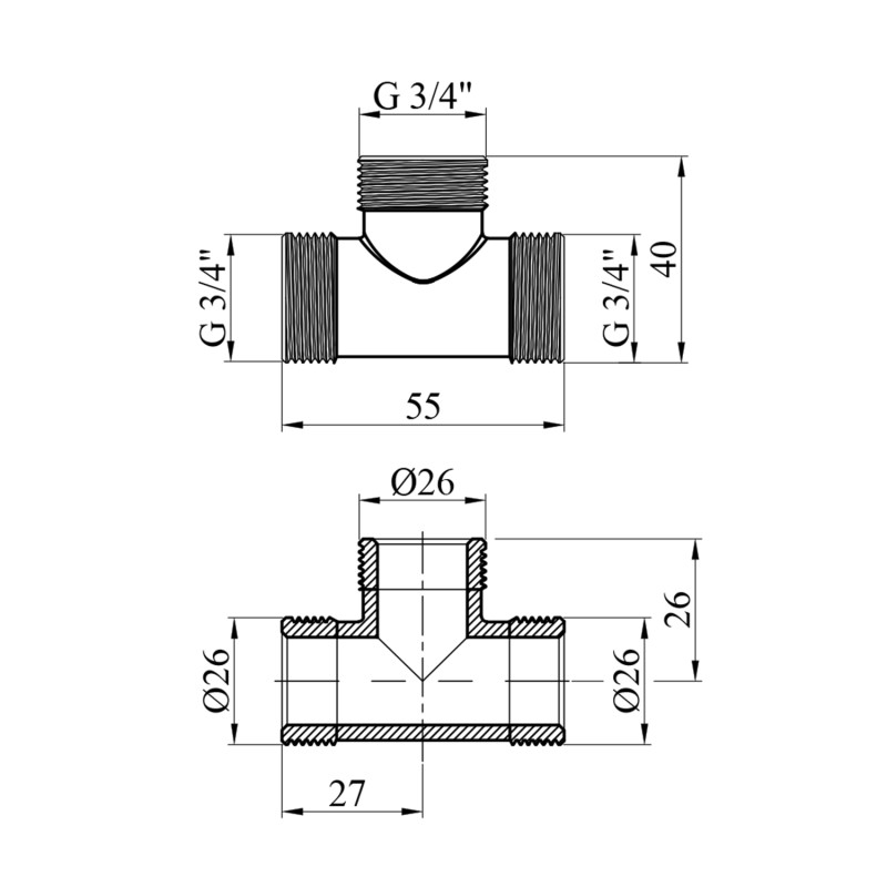 Трійник посилений LexLine 3/4" ЗЗЗ нікельований НК0660-Вн