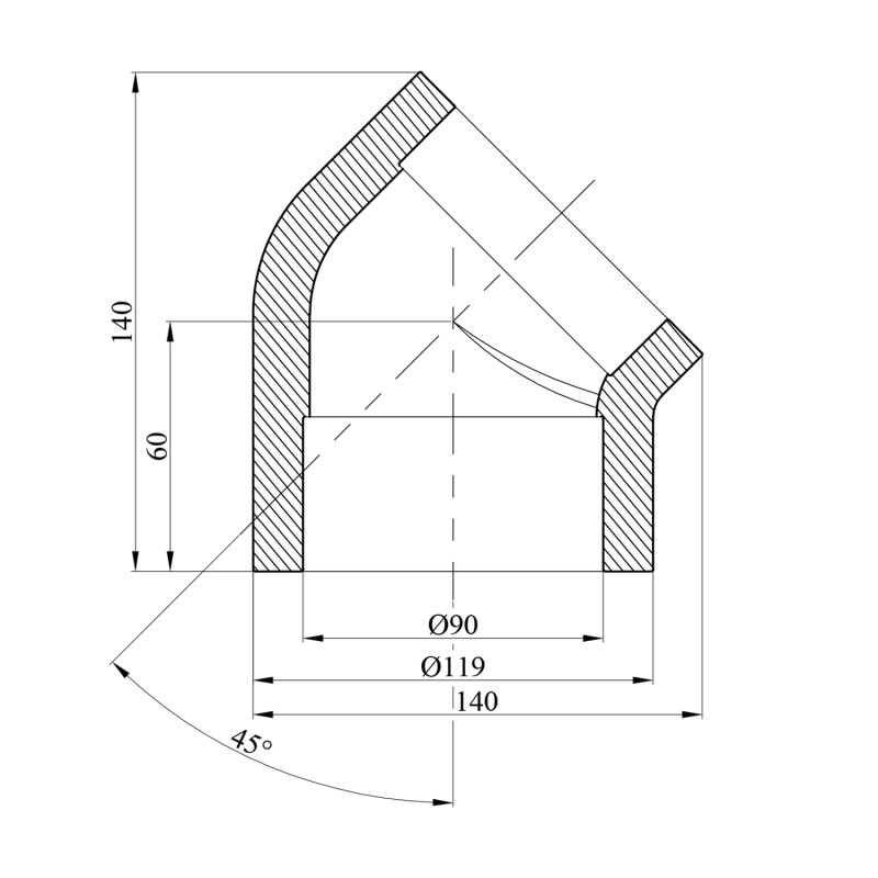 Коліно 45° PPR Rozma 90 мм