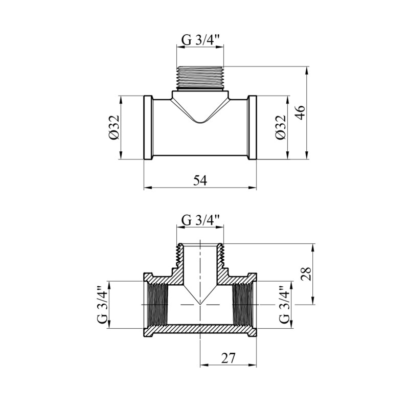 Трійник посилений LexLine 3/4" ВЗВ нікельований НК0663-Вн
