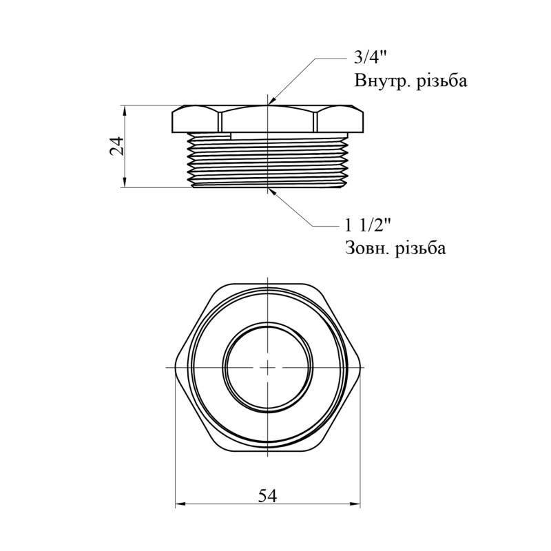Футорка посилена LexLine 1 1/2"х3/4" ЗВ нікельована НК0724-Вн