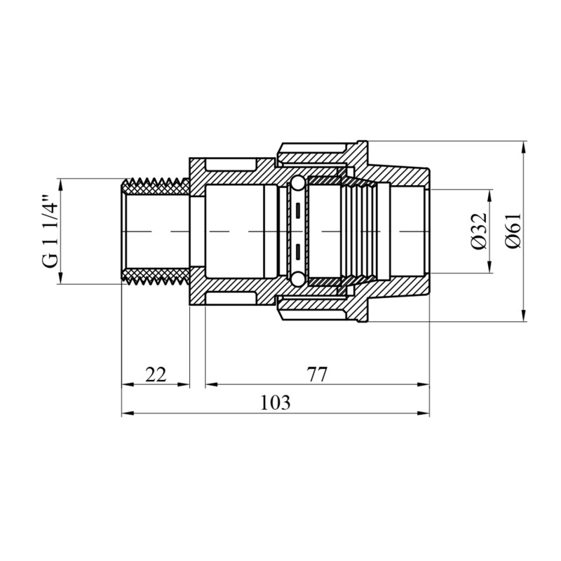 Муфта ПЕ SantehPlast 32x1 1/4" РЗ