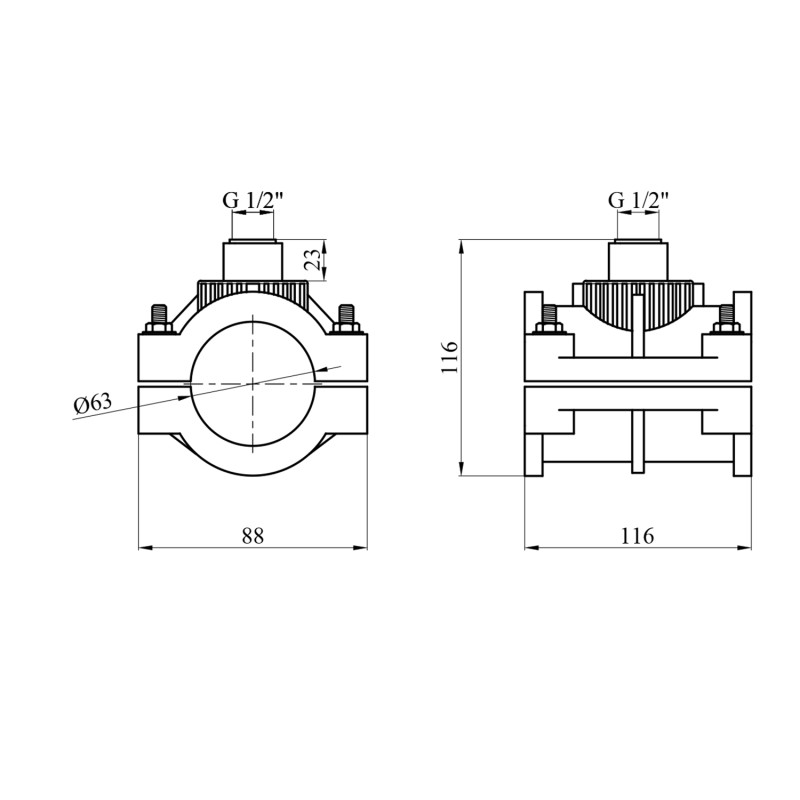 Сідлова врізка ПЕ SantehPlast 63х1/2"