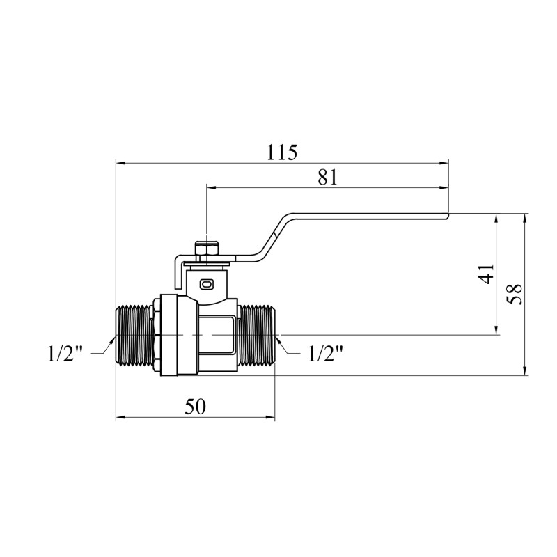 Кран кульовий STA 1/2" ЗЗ PN30 ручка, латунний