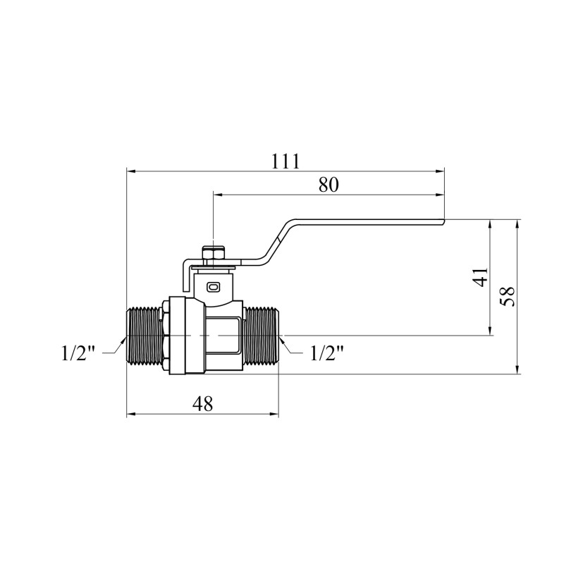 Кран кульовий STA 1/2" ЗЗ PN30 ручка, нікельований