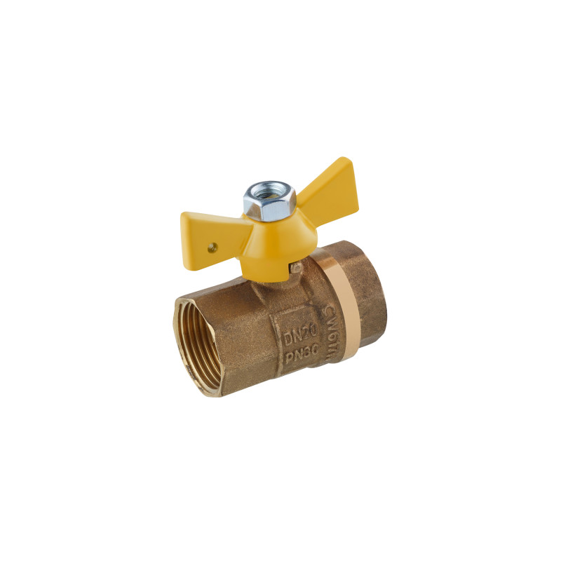 Кран кульовий STA 3/4" ВВ PN30 жовтий метелик, латунний