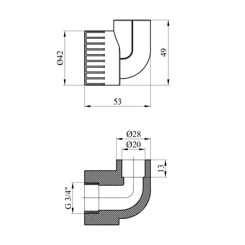 Коліно PPR GrandiTherm 20х3/4" РВ