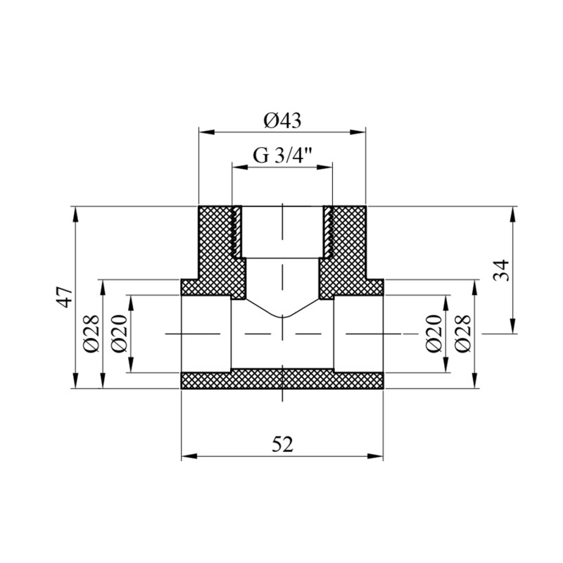 Трійник PPR GrandiTherm 20х3/4" РВ