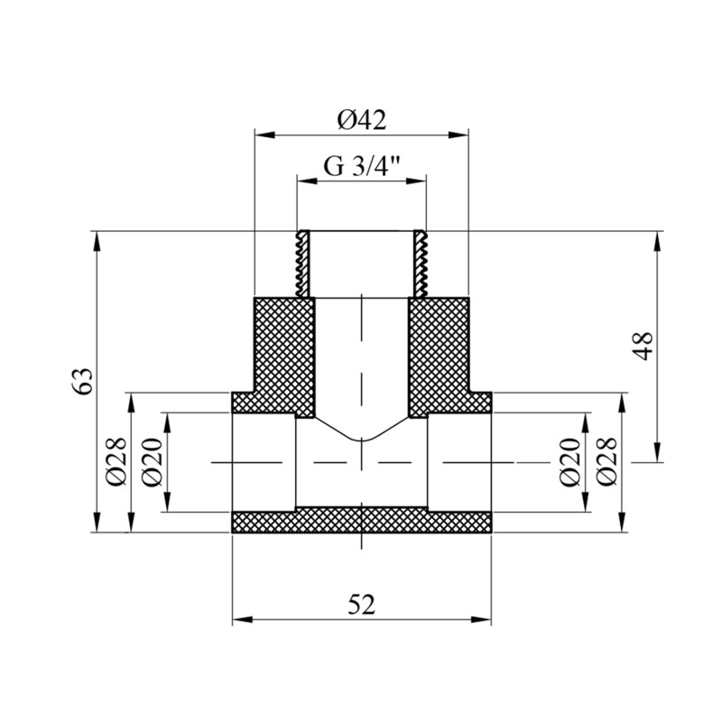 Трійник PPR GrandiTherm 20х3/4" РЗ