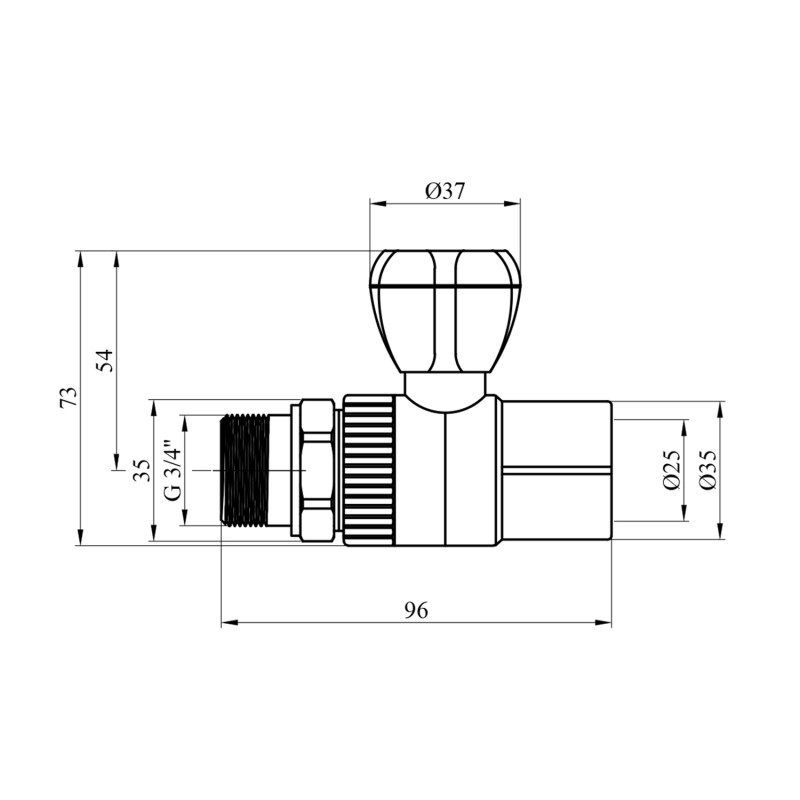 Кран радіаторний прямий PPR GrandiTherm 25х3/4"