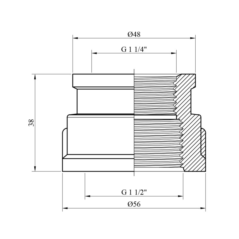 Муфта перехідна посилена LexLine 1 1/4"х1 1/2" ВВ нікельована НК0307-Вн