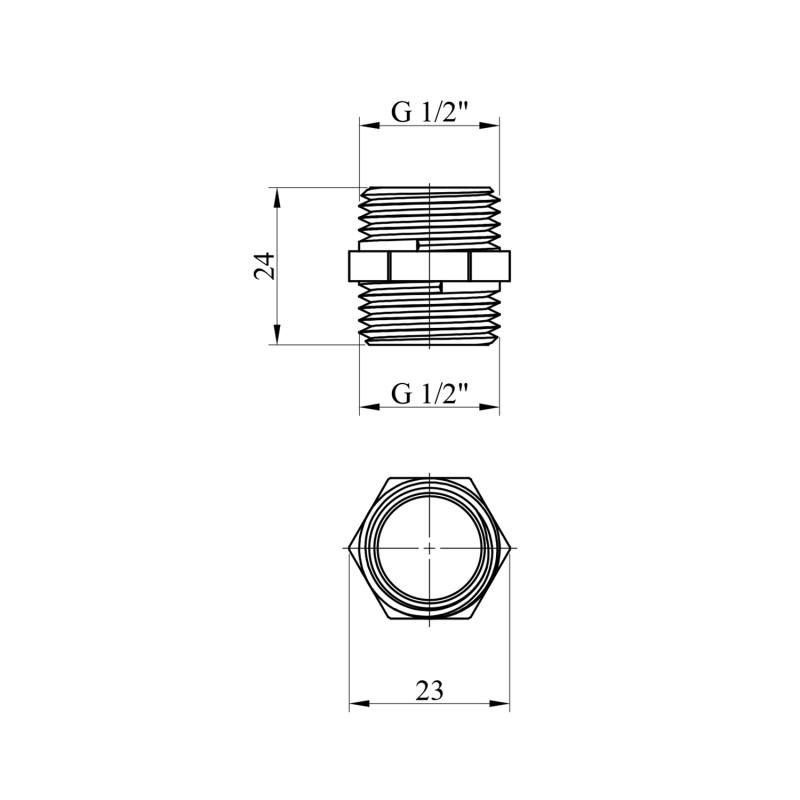 Ніпель STA 1/2'' ЗЗ латунний
