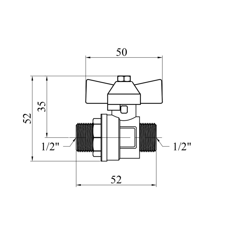 Кран кульовий Valves 1/2" ЗЗ PN30 синій метелик