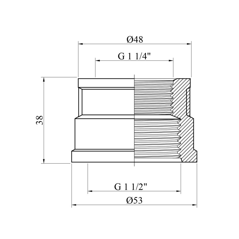 Муфта перехідна STA 1 1/2"х1 1/4" ВВ латунна