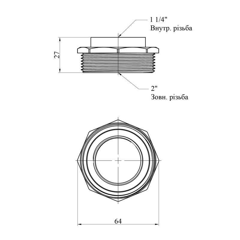 Футорка STA 1 1/4"х2" ВЗ латунна New