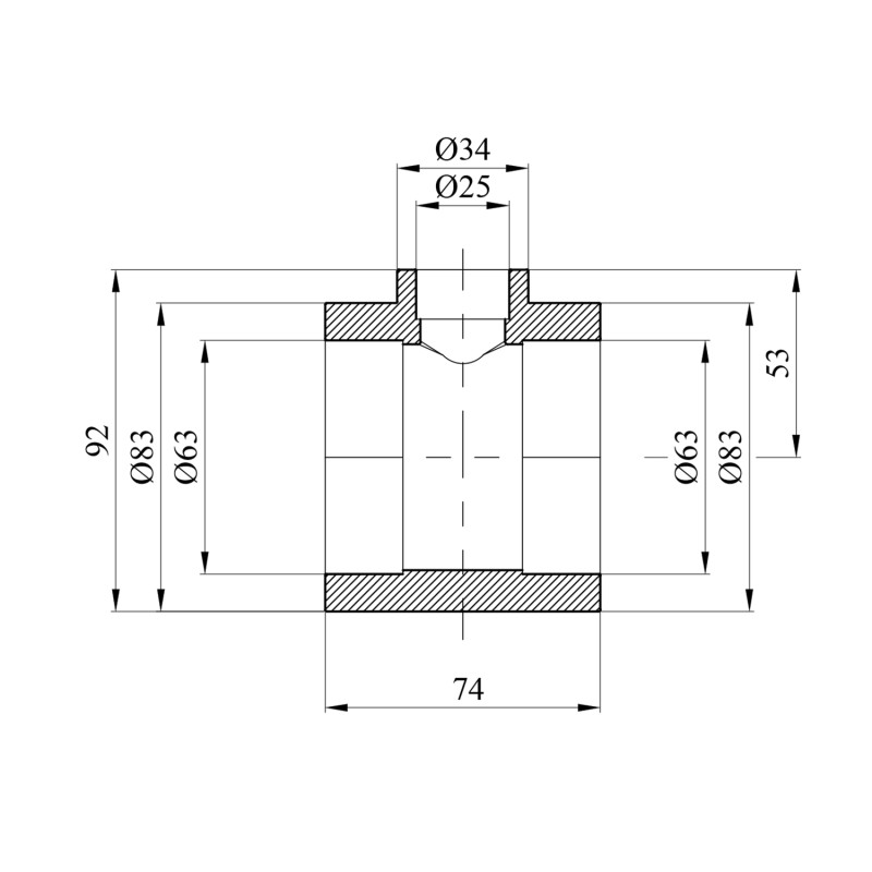 Трійник перехідний PPR Rozma 63х25х63 мм