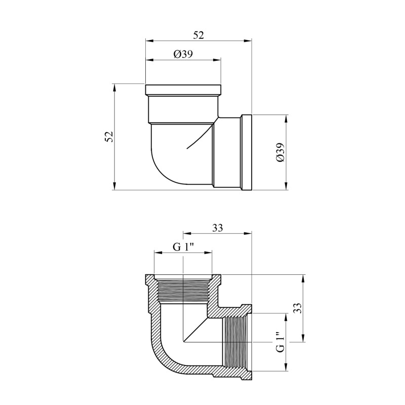 Кутник посилений LexLine 1" ВВ латунний УК0128-В