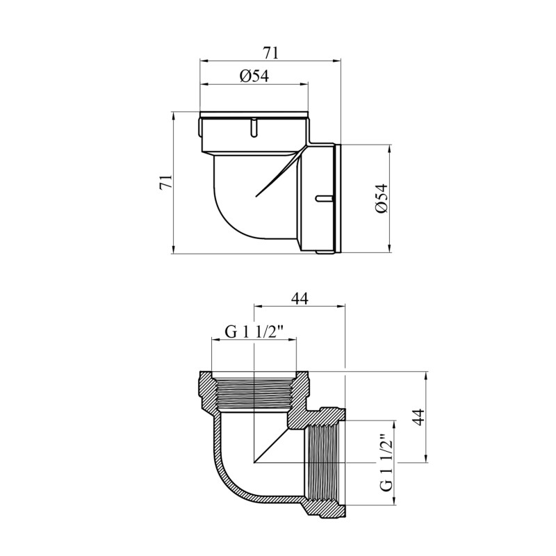 Кутник посилений LexLine 1 1/2" ВВ нікельований НК0117-Вн