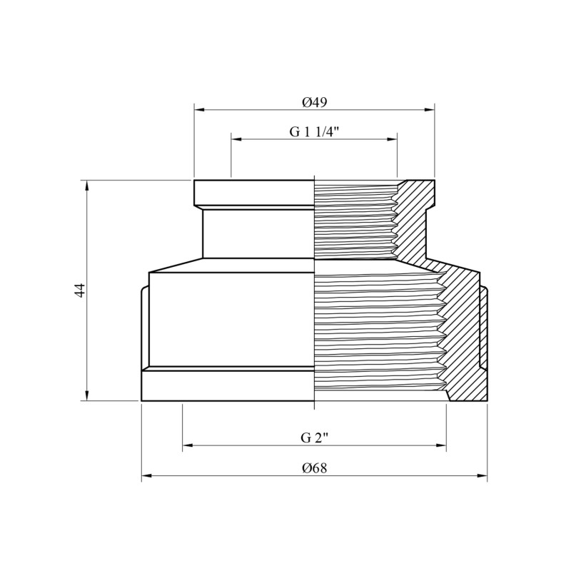 Муфта перехідна посилена LexLine 2"х1 1/4" ВВ нікельована НК0322-Вн