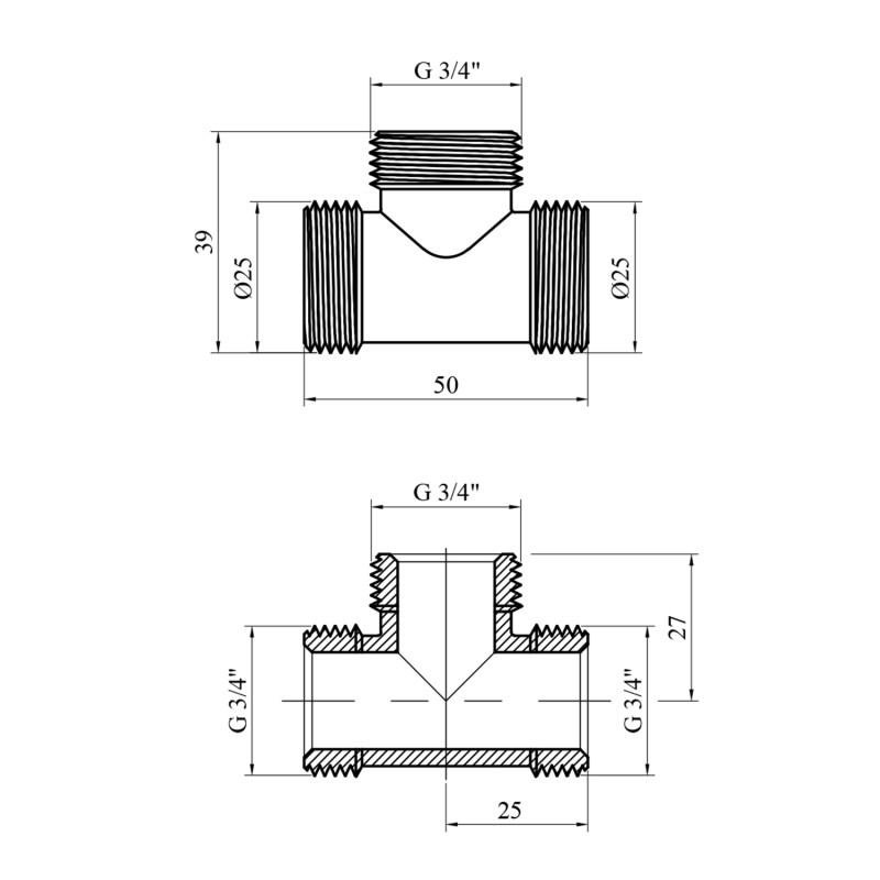 Трійник STA 3/4" ЗЗЗ латунний