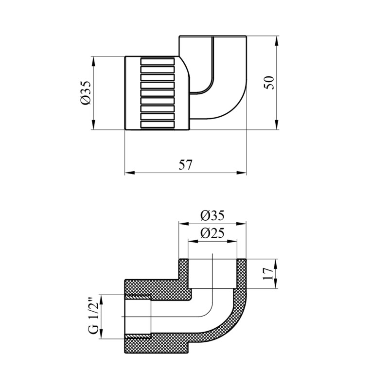 Коліно PPR GrandiTherm 25х1/2" РВ