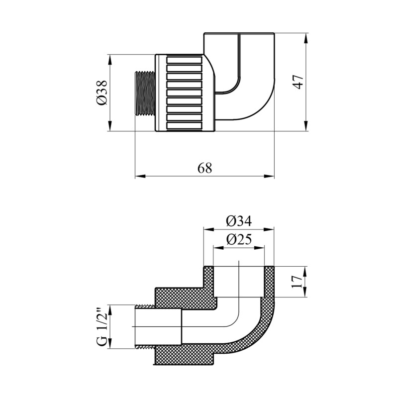 Коліно PPR GrandiTherm 25х1/2" РЗ