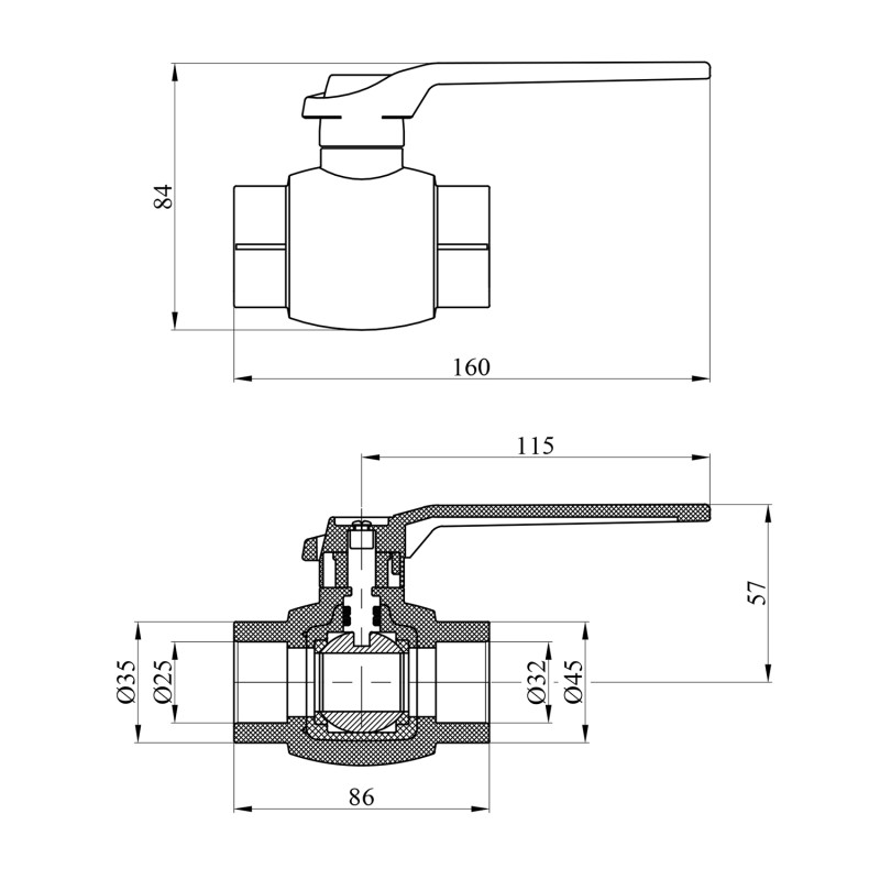 Кран кульовий PPR GrandiTherm 32 мм