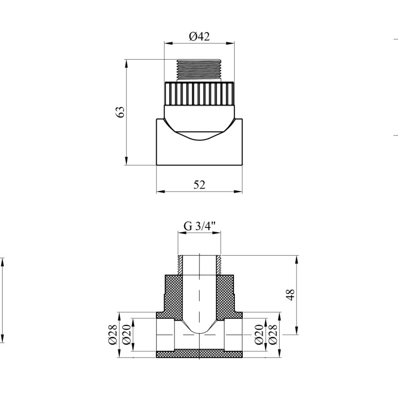 Трійник PPR Rozma 20x3/4" РЗ