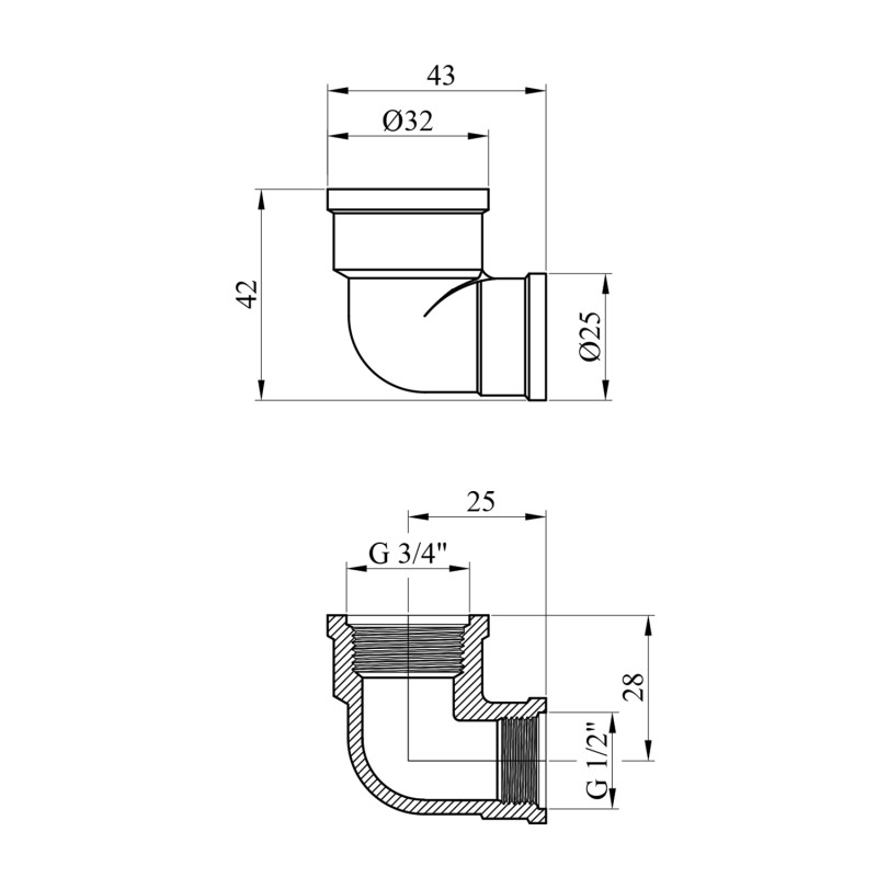 Кутник перехідний посилений LexLine 3/4"х1/2" ВВ нікельований НК0112-Вн