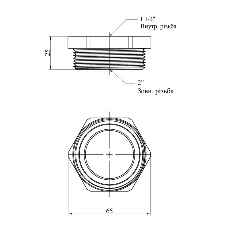 Футорка посилена LexLine 2"х1 1/2" ЗВ латунна УК0728-В