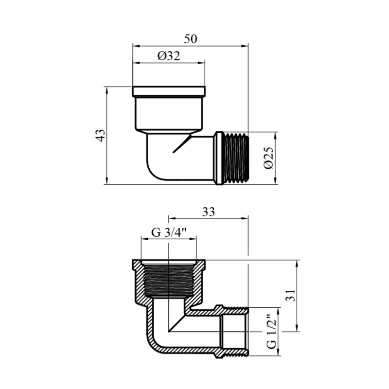 Кутник перехідний посилений LexLine 3/4"х1/2" ВЗ нікельований НК0104-В